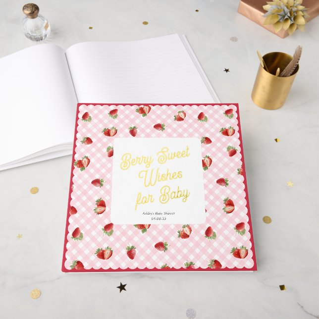 Livre D'or Berry Sweet Wishes for Baby-Baby Shower (Recto ouvert)