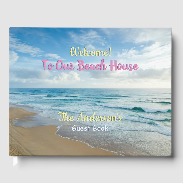 Livre D'or Bienvenue À Notre Maison De Plage, Ocean Waves (Recto)