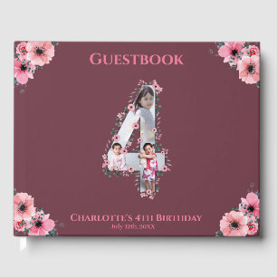 Livre D'or Big 4th Birthday Photo Collage Flower Girl Rose