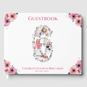 Livre D'or Big 6th Birthday Photo Collage Flower Girl White