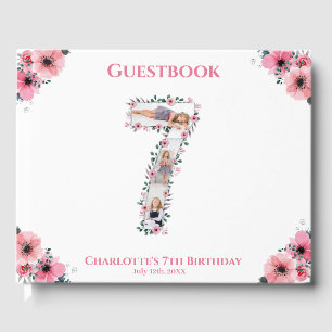 Livre D'or Big 7th Birthday Photo Collage Flower Girl White