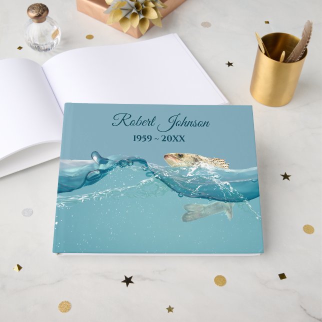 Livre D'or Big Fish in Water for Funeral (Recto ouvert)