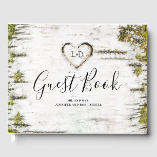 Livre D'or Birch Heart Rustic Mariage de automne