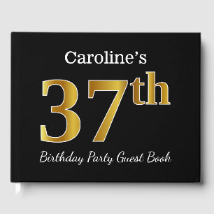 Livre D'or Black, Faux Gold 37th Birthday Party + Nom personn