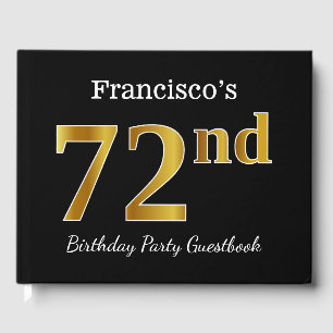 Livre D'or Black, Faux Gold 72e fête d'anniversaire + Nom per