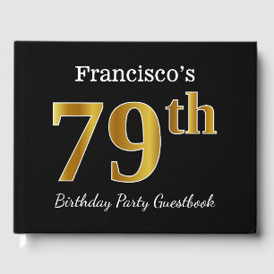 Livre D'or Black, Faux Gold 79e fête d'anniversaire + Nom per