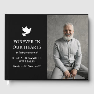 Livre D'or Black Minimaliste de la colombe blanche en mémoire