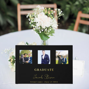 Livre D'or Black or nom script photo Graduation
