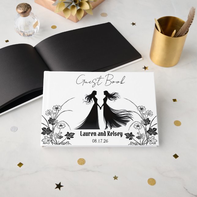 Livre D'or Black Silhouette Wedding Guest (Recto ouvert)