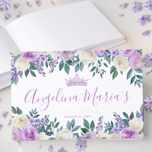 Livre D'or Blanc Floral Violet Quinceañera
