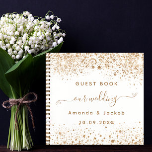 Livre d'or blanc mariage parties scintillant scrip