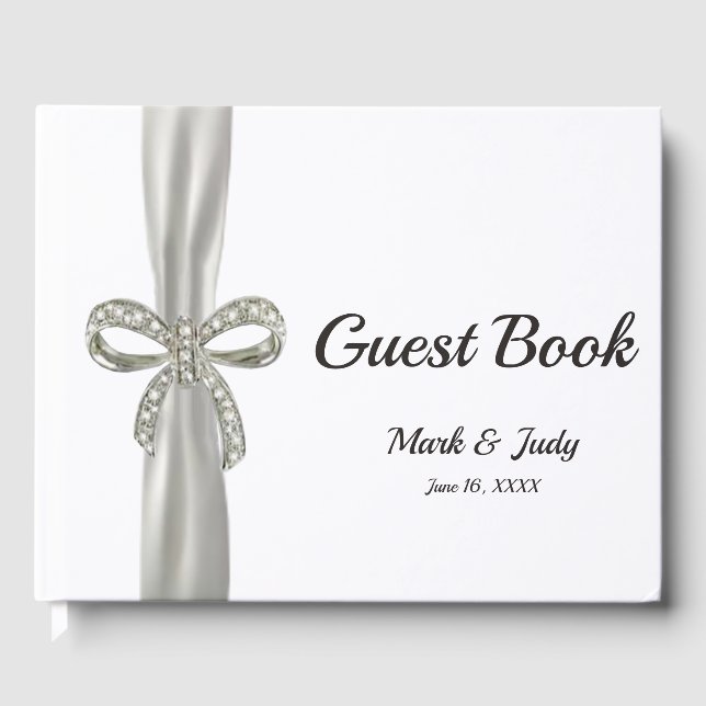 Livre d'or blanc Ribbon Diamond Bow Mariage (Recto)