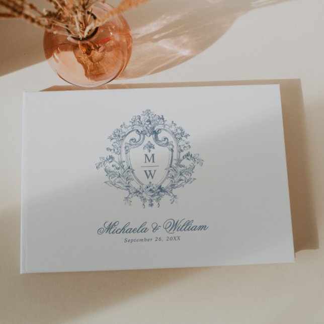 Livre D'or Blason Monogramme Régence Vintage Mariage (Créateur téléchargé)