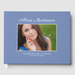 Livre D'or Bleu blanc rayé Graduation Senior Photo