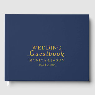 Livre D'or Bleu de marine minimaliste classique   Gold Guest 