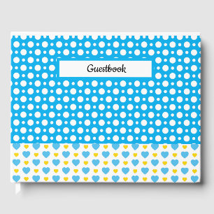 LIVRE D'OR BLEU JAUNE BLANC POIS & COEURS
