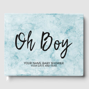 Livre D'or Bleu Marbre Personnalisé Baby Boy Shower Guestbook