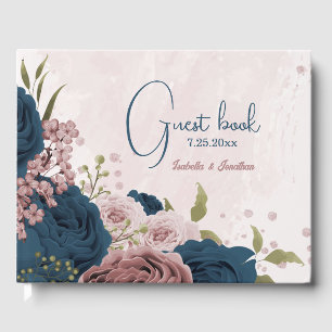 Livre D'or bleu marine rose mariage