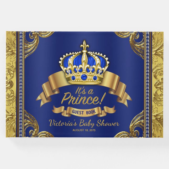 Livre D'or Bleu royal et livres d'invité de prince baby (Devant)