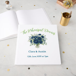 Livre D'or bleu vert floral le dîner de répétition modifiable