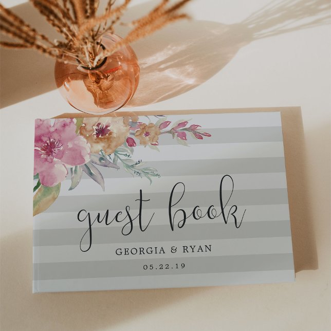 Livre D'or Blooms peints | Mariage Gris (Créateur téléchargé)