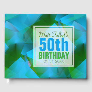 Livre D'or Blue Abstrait Cubist 30th Birthday Guest Book