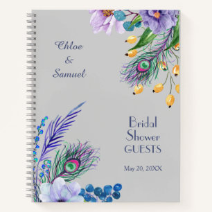 Livre d'or Blue Boho Floral Fête des mariées