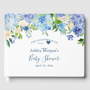 Livre D'or Blue Hydrangea Aquarelle Baby shower Floral