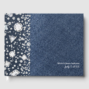 Livre D'or Blue Jean Denim & Diamonds Bling Diamond Mariage