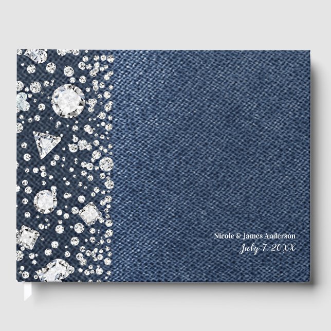 Livre D'or Blue Jean Denim & Diamonds Bling Diamond Mariage (Recto)
