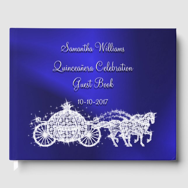 Livre D'or Blue Princess Coach & Horses Quinceañera (Recto)