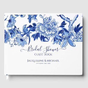 Livre D'or Blue White Birds Floral n Foliage Baby Shower de M