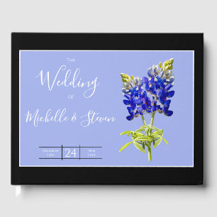 Livre D'or Bluebonnets du Texas sur le bleu ardoise, mariage 
