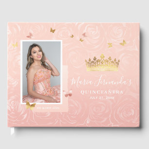 Livre D'or Blush Doré Rose Moderne Élégant Photo Quinceanera
