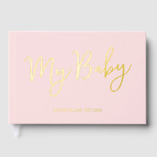 Livre D'or Blush Pink Baby Book Gold Foil Keepsaké pour mère
