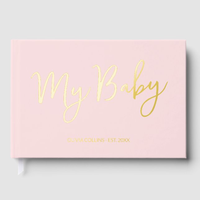 Livre D'or Blush Pink Baby Book Gold Foil Keepsaké pour mère (Recto)