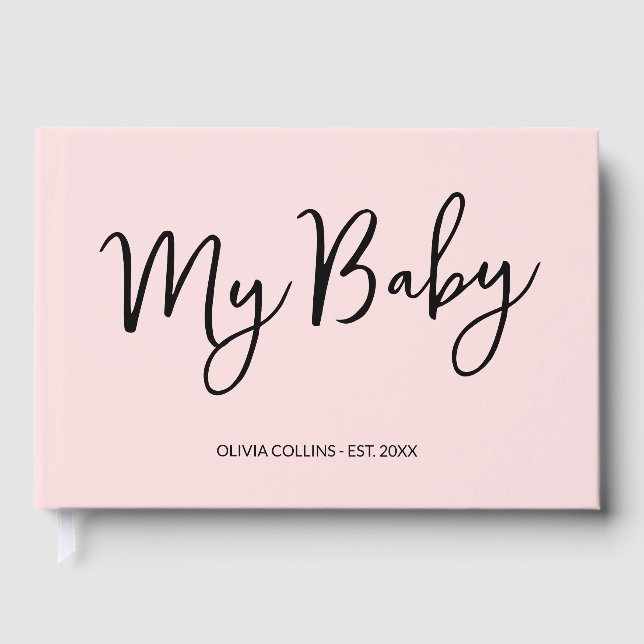 Livre D'or Blush Pink Keepsaké Script Baby Book for Mother (Recto)