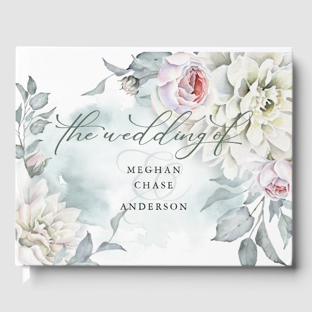 Livre D'or Blush Rose et Alabaster Garden Floral Guest Book (Recto)