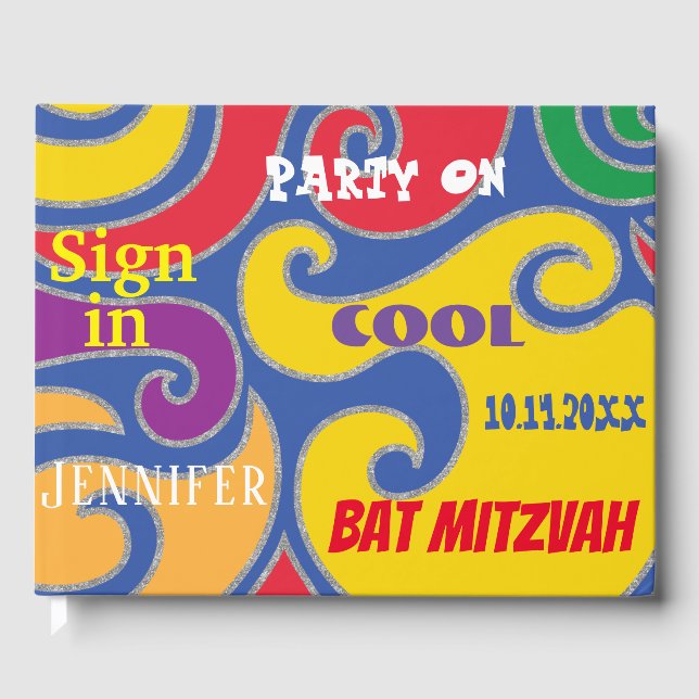Livre D'or BM Bat ou Bar Mitzvah Flèches colorées (Recto)