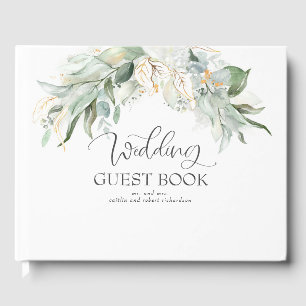 Livre D'or Bohème Aquarelle Verdure et Mariage or