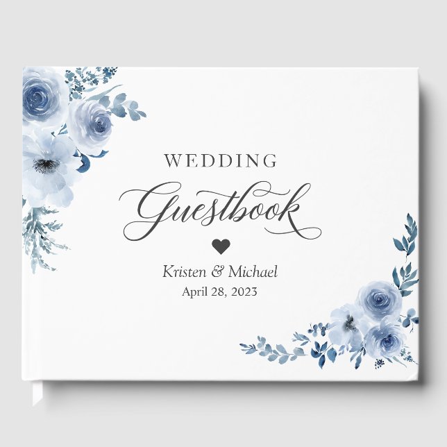 Livre D'or Bohème Dusty Blue Floral Mariage (Recto)