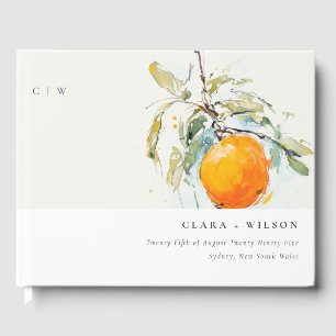 Livre D'or Boho Abstrait Sketchy Orange Garden Mariage