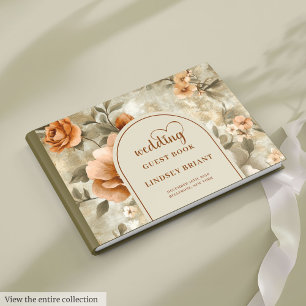 Livre D'or Boho Artistique Floral Orange Brûlé Beige Olive