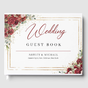Livre D'or Boho burgundy et brush rose mariage or