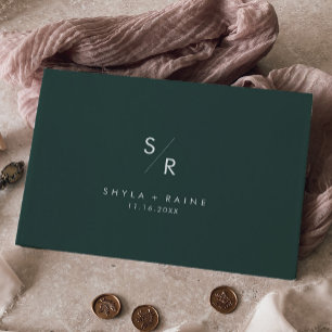 Livre D'or Boho Chic Emerald Vert Monogramme Mariage