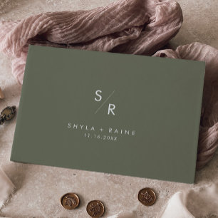 Livre D'or Boho Chic Olive Vert Monogramme Mariage