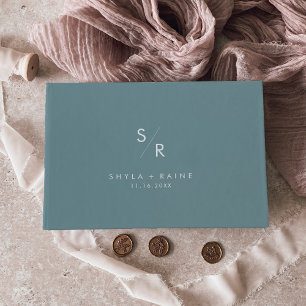 Livre D'or Boho Chic Seafoam Turquoise Mariage Monogramme