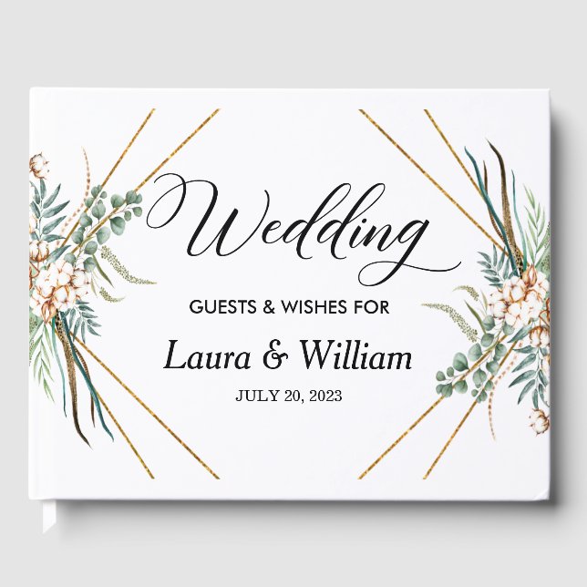 Livre D'or Boho Cotton Greenery Parties scintillant Cadre Mar (Recto)