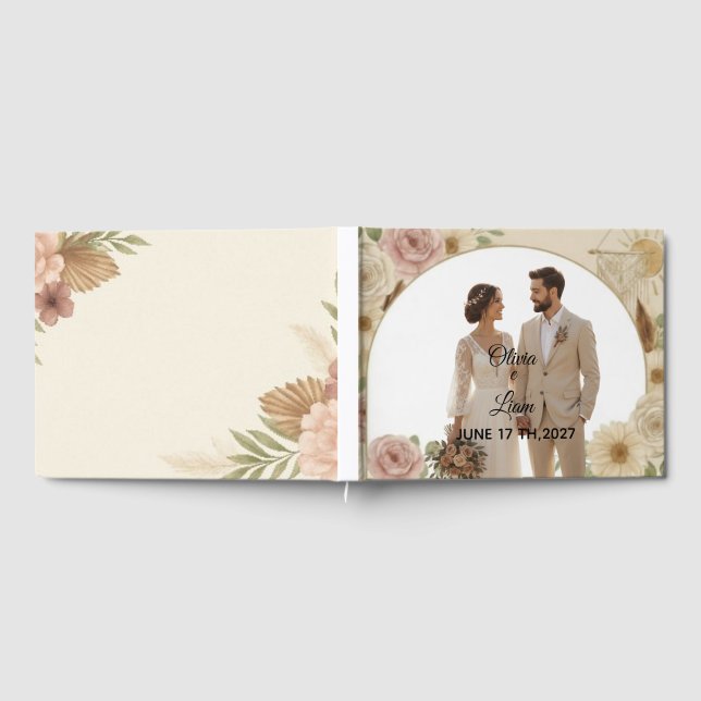 Livre D'or Boho Elegant Wedding Guest Book – Romantic Keepsak (Complet)