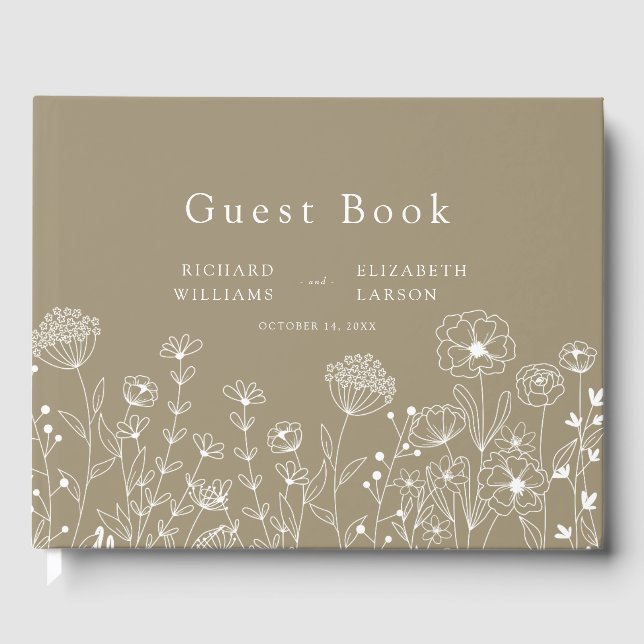 Livre D'or Boho Fleur sauvage moderne Mariage aquarelle (Recto)
